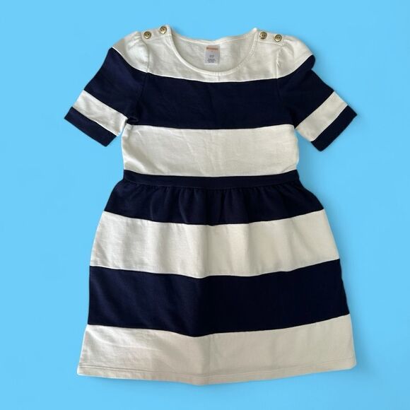 NWT Gymboree Navy White Stripe Dress Girls Size 7 - Picture 1 of 2